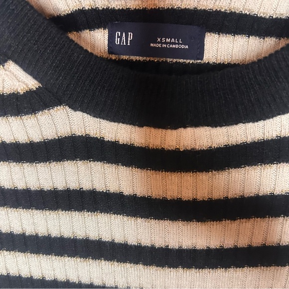 GAP Brooklyn Rib Striped Sweater XS Black Cream Fitted - Picture 7 of 10